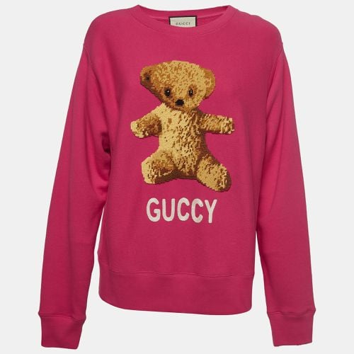 Gucci Pink Cotton Knit Embroidered Teddy Sweatshirt M - Gucci - Modalova