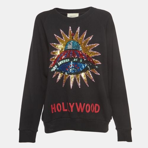 Gucci Black Cotton Knit UFO Embroidered Sweater S - Gucci - Modalova