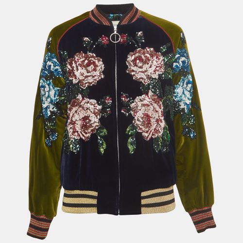 Gucci Navy Blue/Green Floral Sequined Bomber Jacket M - Gucci - Modalova