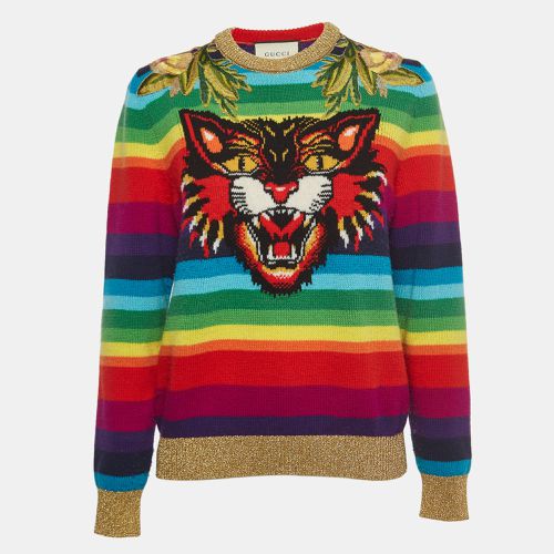 Gucci Multicolor Striped Wool Embroidered Sweater M - Gucci - Modalova