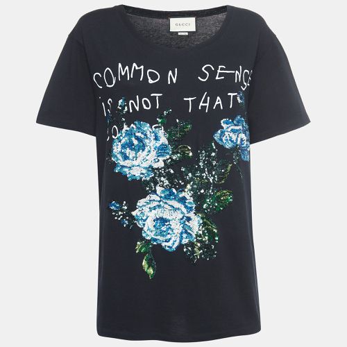 Gucci Black Sequined Embroidered Cotton T-Shirt S - Gucci - Modalova