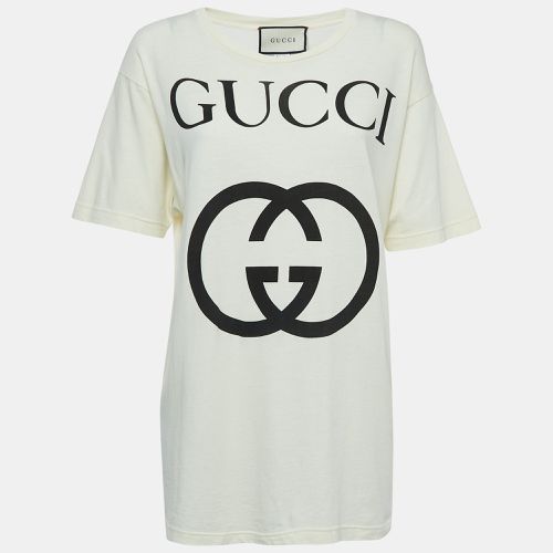 Gucci Off White Logo Print Cotton Oversized T-Shirt XXXS - Gucci - Modalova