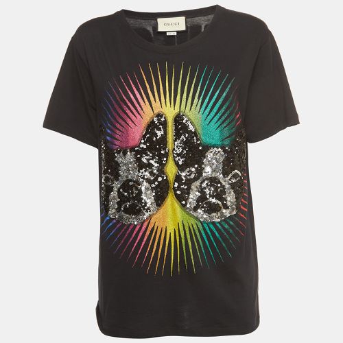 Gucci Black Cotton Sequined Dog Print T-Shirt XS - Gucci - Modalova