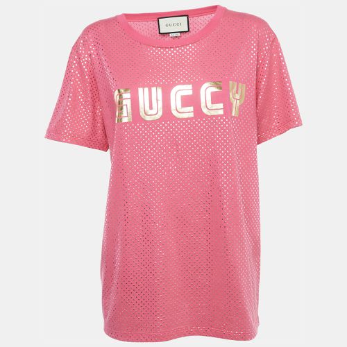 Gucci Pink Logo Printed Cotton Oversized T-Shirt S - Gucci - Modalova