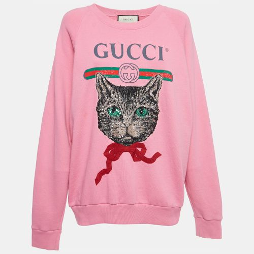 Mystic Cat Logo Print Cotton Sweatshirt M - Gucci - Modalova