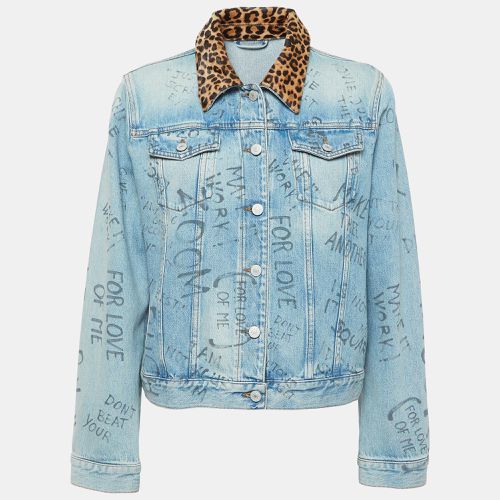 Gucci Blue Printed Cow Fur Trimmed Denim Jacket L - Gucci - Modalova