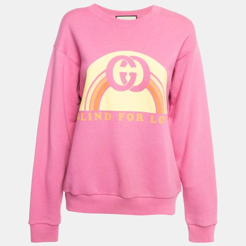 Gucci Pink Blind For Love Print Cotton Knit Sweatshirt XS - Gucci - Modalova