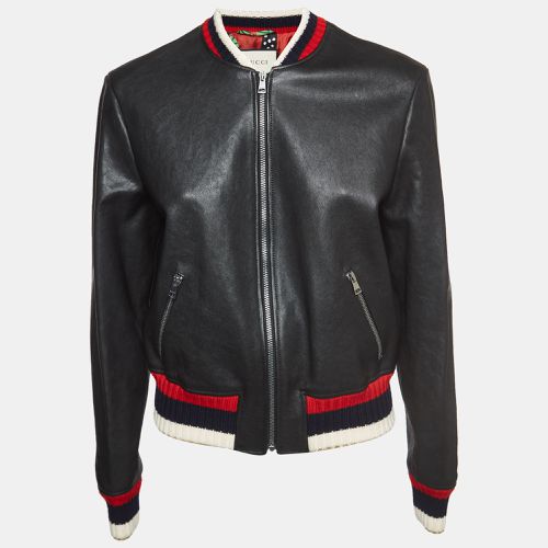 Blind For Love Embroidered Leather Bomber Jacket L - Gucci - Modalova