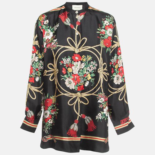 Gucci Black Floral Print Silk Oversized Blouse S - Gucci - Modalova