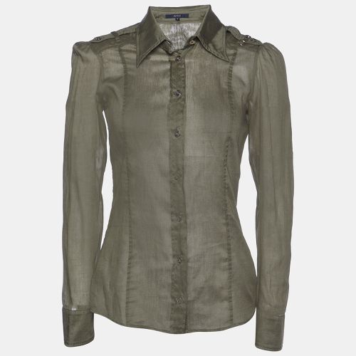 Olive Cotton Semi Sheer Shirt S - Gucci - Modalova