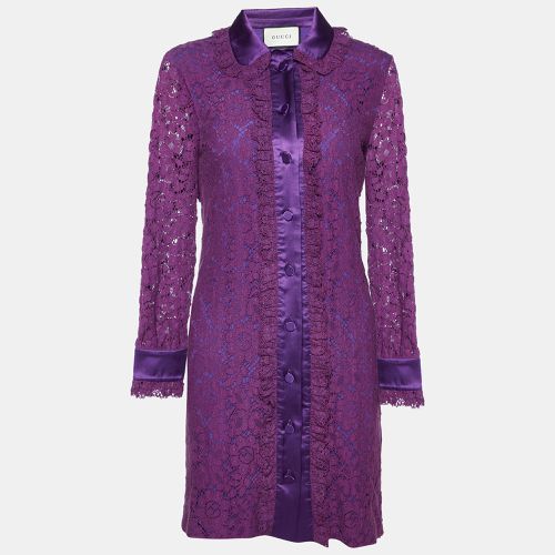 Gucci Purple Lace Buttoned Mini Shirt Dress S - Gucci - Modalova