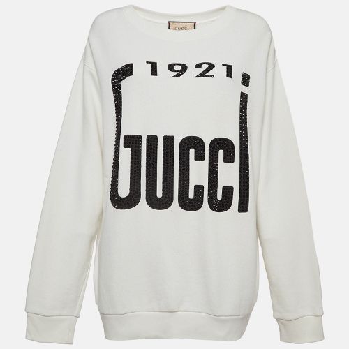 Gucci Off White Crystal Printed Cotton Sweatshirt M - Gucci - Modalova