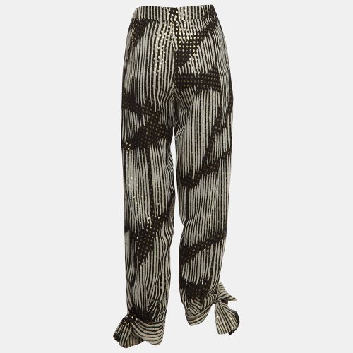 Gucci Black & White Silk Brocade Tie Up Pants S - Gucci - Modalova