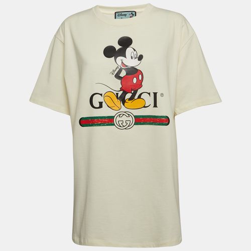 Gucci X Disney Cream Mickey Mouse Print Cotton T-Shirt M - Gucci - Modalova