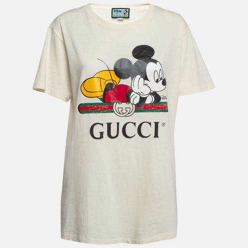 Gucci X Disney Cream Mickey Mouse Print Cotton T-Shirt M - Gucci - Modalova