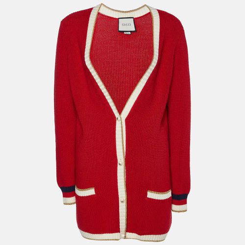 Gucci Red Wool Knit Buttoned Front Cardigan M - Gucci - Modalova