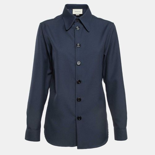 Gucci Blue Gabardine Button Front Shirt XXS - Gucci - Modalova