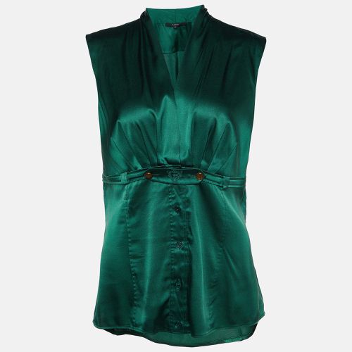 Gucci Green Silk Gathered Button Detailed Top M - Gucci - Modalova