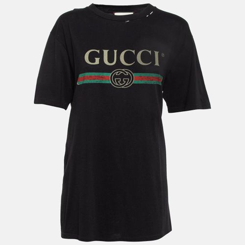 Logo Print Distressed Cotton T-Shirt M - Gucci - Modalova