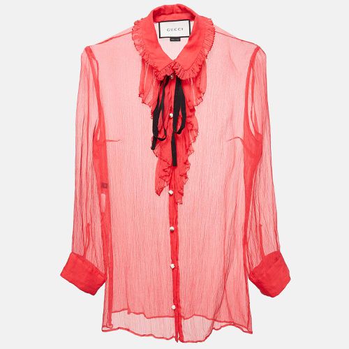 Gucci Pink Chiffon Ruffled Sheer Shirt M - Gucci - Modalova