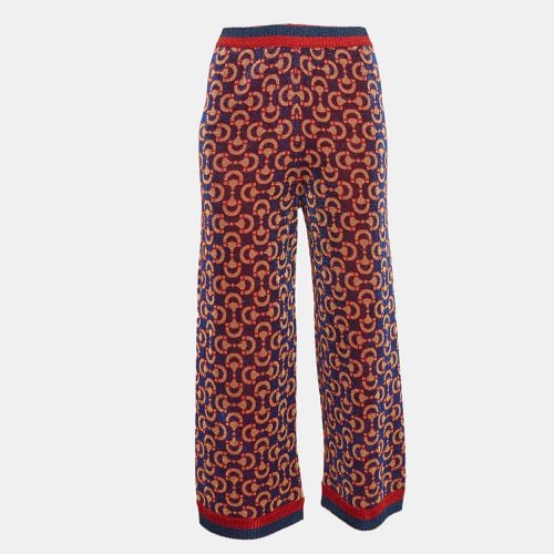 Red Horsebit Pattern Lame Knit Crop Trousers M - Gucci - Modalova