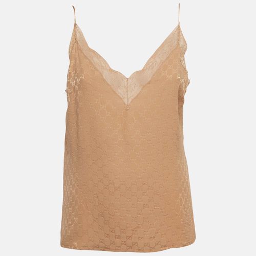 Gucci Beige GG Lace Trim Silk Camisole Top L - Gucci - Modalova