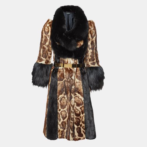 Black Fur Belted Long Coat M - Gucci - Modalova