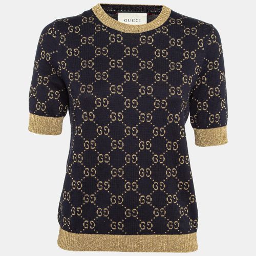 Gucci Navy Blue Zima Lurex Knit Top M - Gucci - Modalova