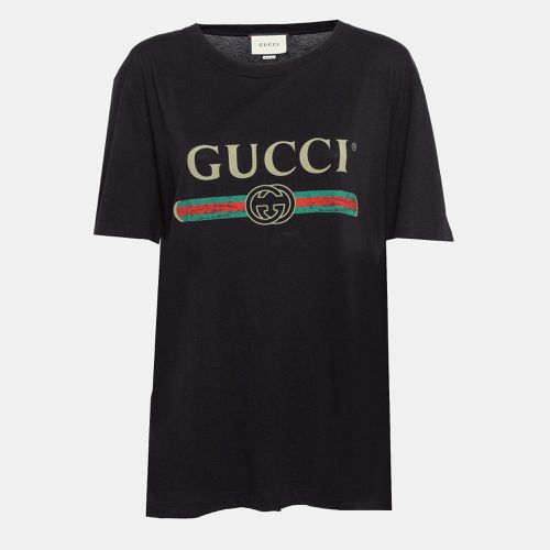 Logo Print Jersey Distressed T-Shirt M - Gucci - Modalova