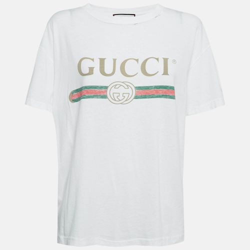 Logo Print Distressed Cotton T-Shirt S - Gucci - Modalova