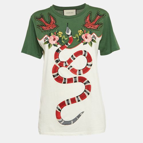 Green Applique Jersey Cotton T-Shirt S - Gucci - Modalova