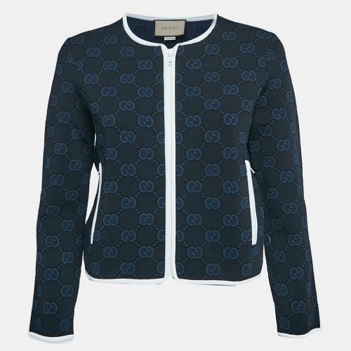 Gucci Navy Blue Zima Jacquard Knit Zip-Up Cardigan L - Gucci - Modalova