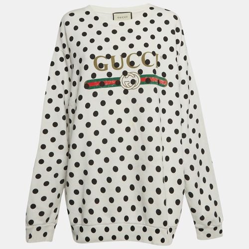 Polka Dot and Logo Print Cotton Crew Neck Sweatshirt L - Gucci - Modalova