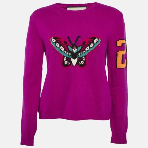 Floral-Butterfly Intarsia Wool Sweater M - Gucci - Modalova