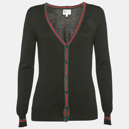 Gucci Black Equestrian Patch Knit Cardigan XS - Gucci - Modalova