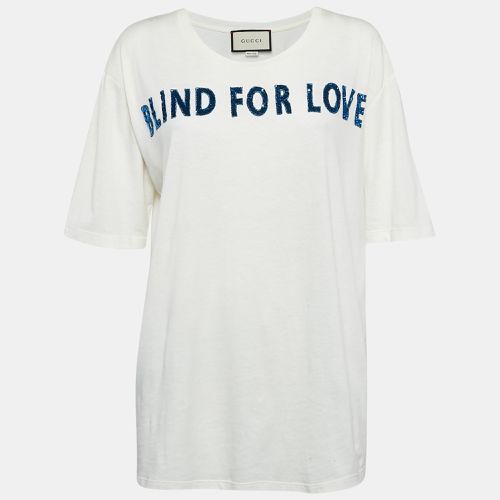 Gucci White Blind For Love Sequin Jersey Oversized T-Shirt M - Gucci - Modalova