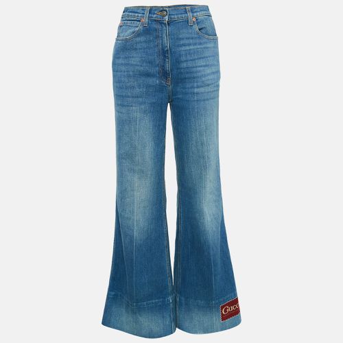 Washed Denim Logo Patch Flared Jeans S Waist 26" - Gucci - Modalova