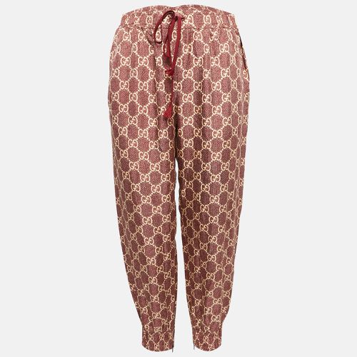 Burgundy GG Supreme Print Silk Joggers L - Gucci - Modalova