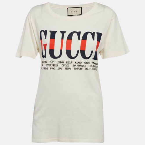 Gucci Cream Logo Print Cotton Jersey T-Shirt XXXS - Gucci - Modalova