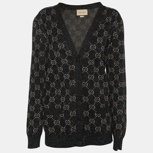 Gucci Black GG Lurex Knit Button Front Cardigan L - Gucci - Modalova