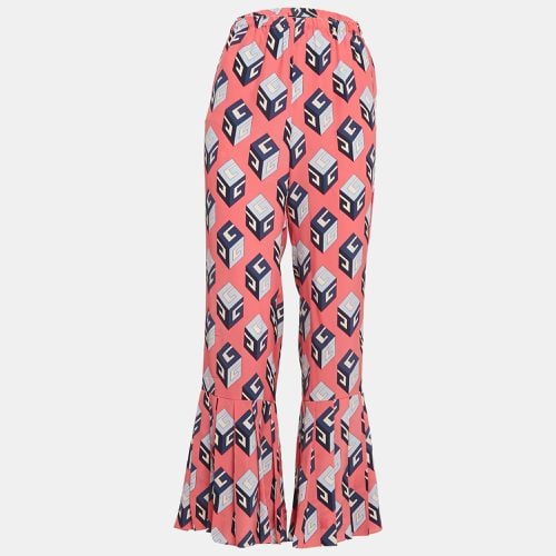 Geometric Print Silk Pleated Flare Hem Trousers S - Gucci - Modalova