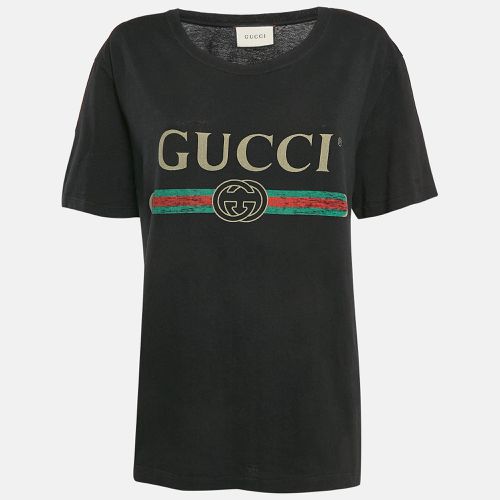 Vintage Logo Print Jersey Distressed T-Shirt XS - Gucci - Modalova