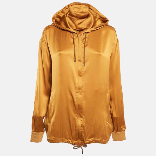 Mustard Satin Silk Zip-Up Hooded Jacket S - Gucci - Modalova