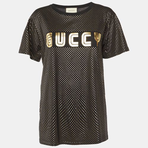 Gucci Black Guccy Star Print Cotton Crew Neck T-Shirt S - Gucci - Modalova