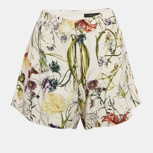 Gucci White Floral Print Linen Shorts S - Gucci - Modalova