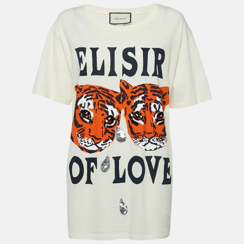 Gucci Cream Elisir of Love Cotton Crew Neck T-Shirt M - Gucci - Modalova