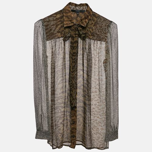 Gucci Brown Printed Chiffon Tie-Up Detail Sheer Shirt S - Gucci - Modalova