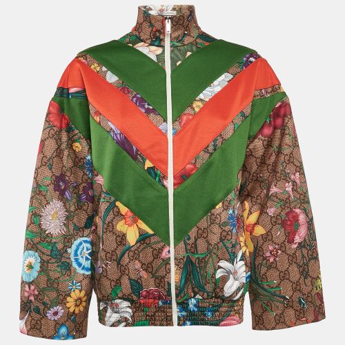 Gucci Green GG Supreme Floral Print Jersey Knit Zip-Up Track Jacket XS - Gucci - Modalova