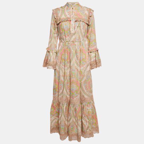 Gucci Pink Printed Silk Blend Ruffled Maxi Dress S - Gucci - Modalova