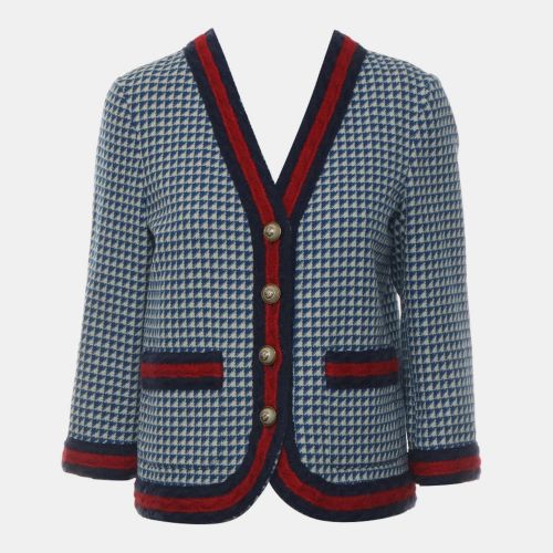 Gucci Blue Wool Tweed Button-Up Cardigan IT Women 42 - Gucci - Modalova